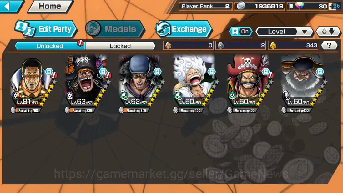 One Piece Bounty Rush Accounts Global|6 EX |TFE Marshal D.Teach,BP Kuzan,AMS[Bors image 3