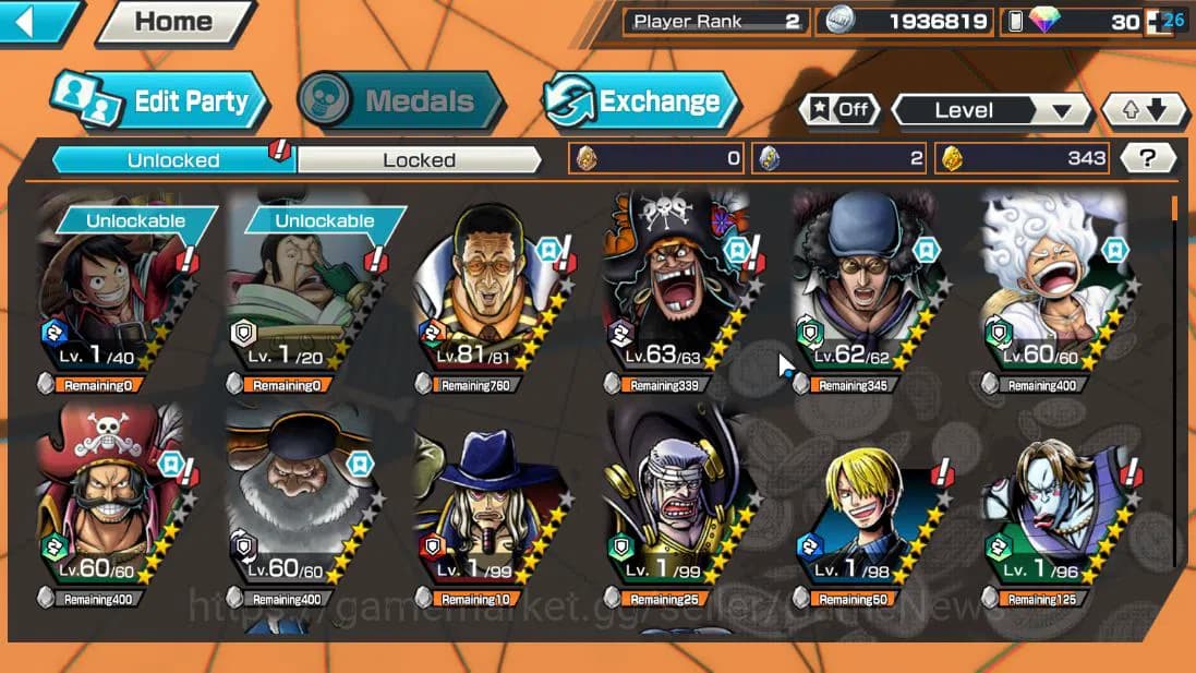 One Piece Bounty Rush Accounts Global|6 EX |TFE Marshal D.Teach,BP Kuzan,AMS[Bors image 4