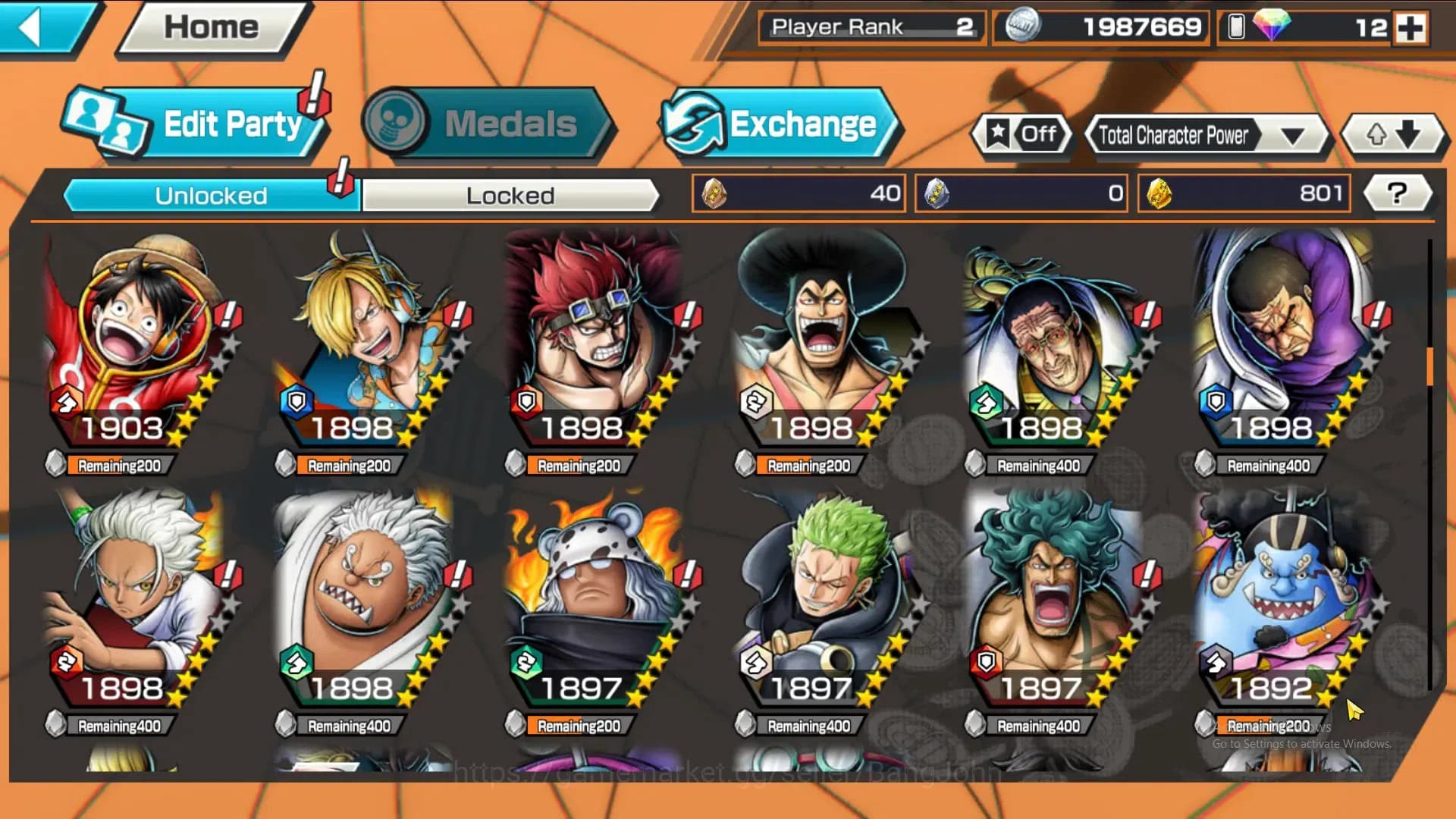 One Piece Bounty Rush Accounts GLOBAL|GF 801|5Ex|Kaido,DD Shanks,Jay Saturn,St Nu image 6
