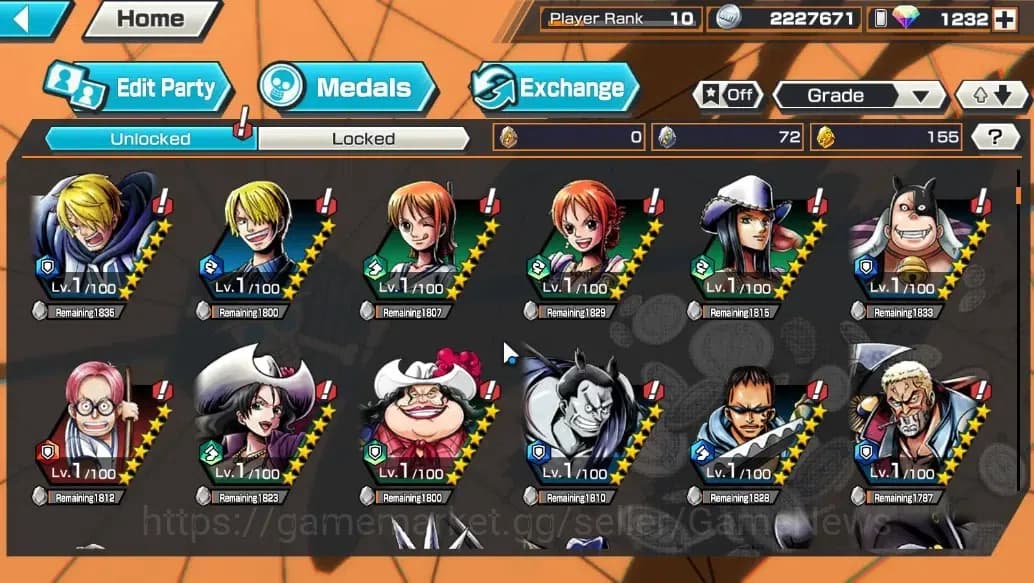 One Piece Bounty Rush Accounts Global |4 EX |Legendary Hero Garp, Flame Emperor S image 11