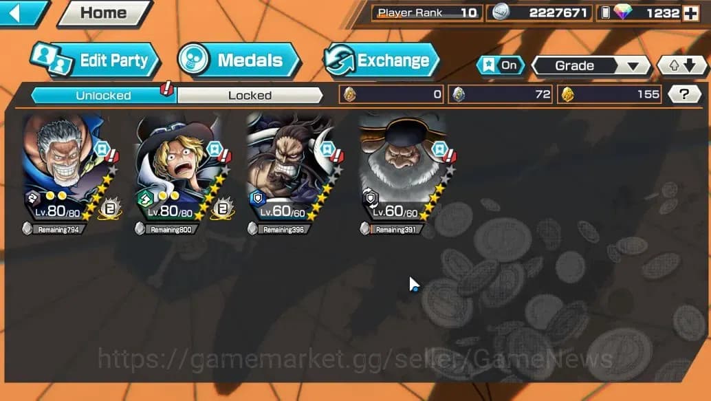 One Piece Bounty Rush Accounts Global |4 EX |Legendary Hero Garp, Flame Emperor S image 5
