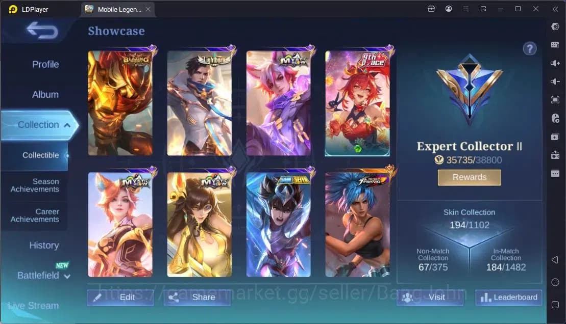 Mobile Legends: Bang Bang Accounts Global|Hero 125|Skin 194|Expert|KOF Karina|Lightbo image 2