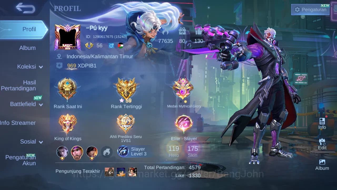Mobile Legends: Bang Bang Accounts GLOBAL Hero 119 Skin 175 | Dtamer Lance Kimmy Este image 1