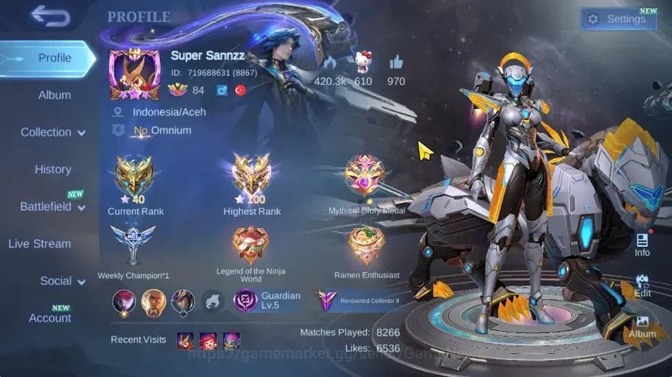 Mobile Legends: Bang Bang Accounts Hero 132|Skin 284|High Immo 100|KOF Karina,Trans R image 2