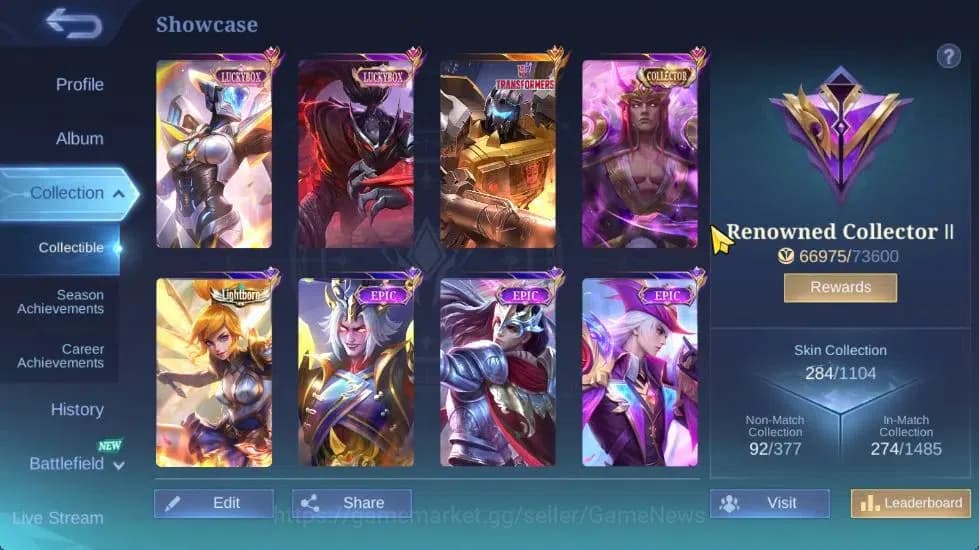 Mobile Legends: Bang Bang Accounts Hero 132|Skin 284|High Immo 100|KOF Karina,Trans R image 3