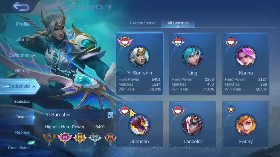 Mobile Legends: Bang Bang Accounts Hero 132|Skin 284|High Immo 100|KOF Karina,Trans R image 5