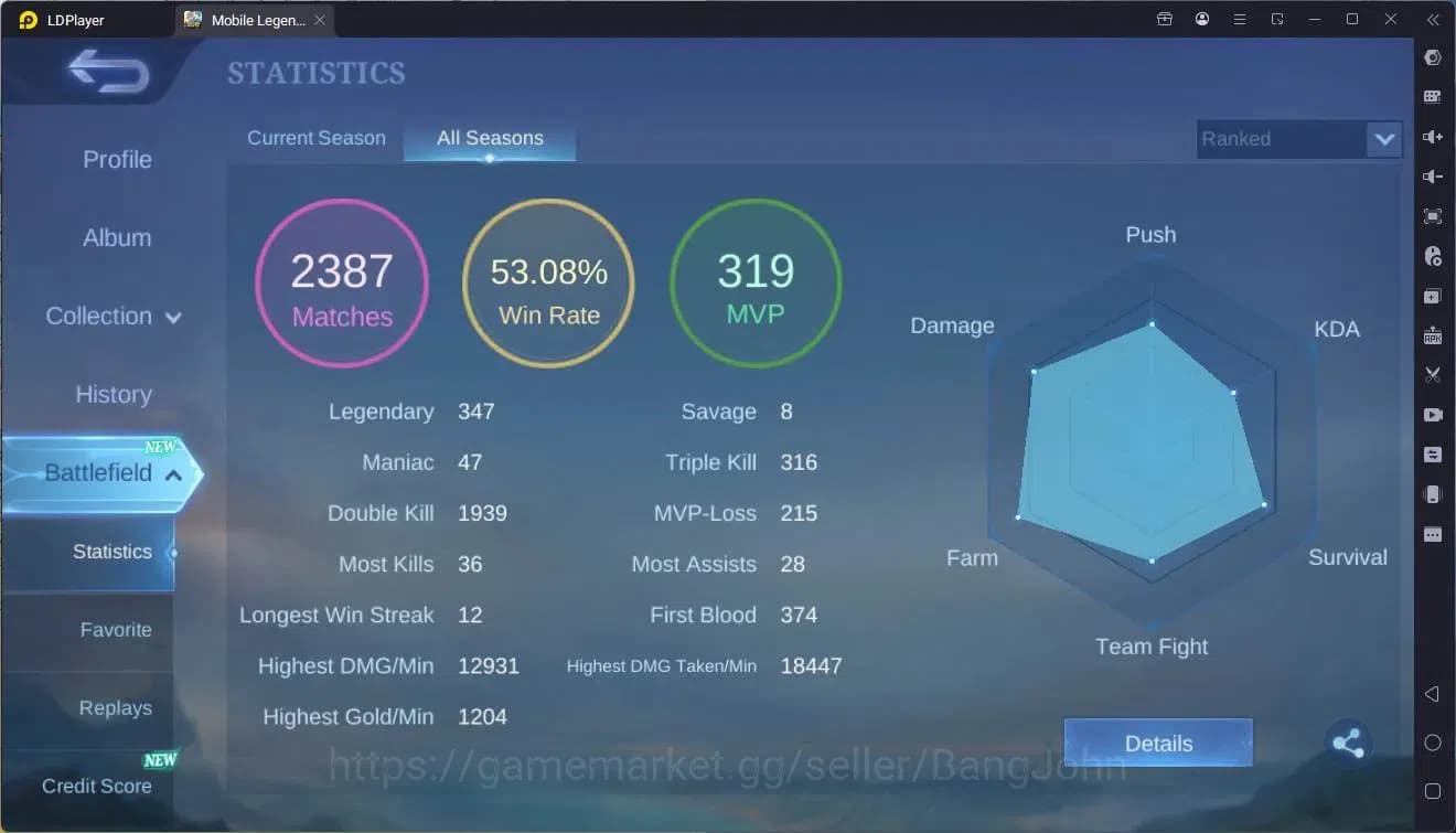 Mobile Legends: Bang Bang Accounts Global|Hero 98|Skin 165|Expert|KOF Karina|Luckybox image 20