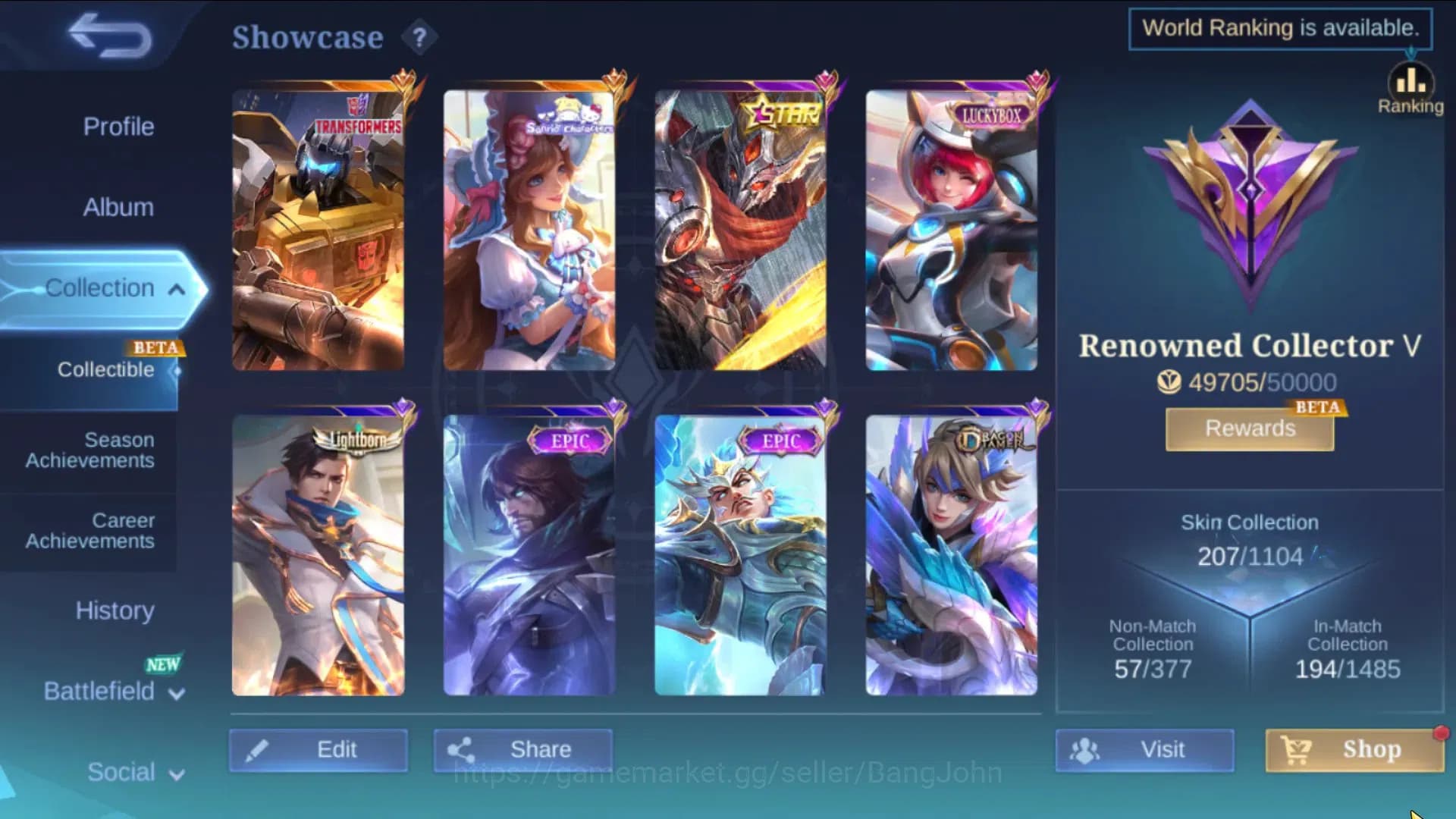 Mobile Legends: Bang Bang Accounts Global|Hero 99 Skin 207|Renowned|Collector Natalia image 13