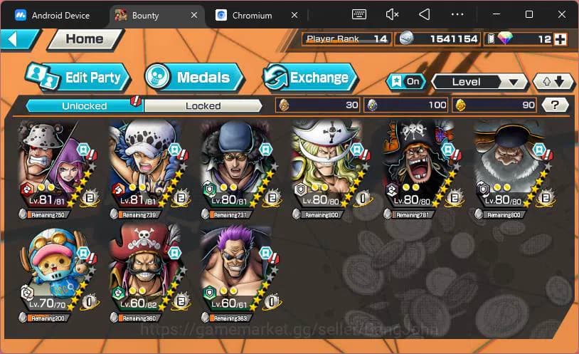 One Piece Bounty Rush Accounts GLOBAL|7 ex|WI Trafalgar Law,BP Kuzan,Great Edward image 6