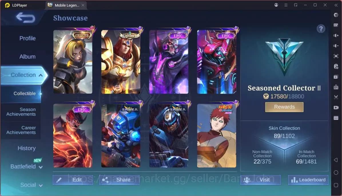 Mobile Legends: Bang Bang Accounts GLOBAL Hero 75 Skin 89|CC Natalia|Naruto Vale|Ligh image 8