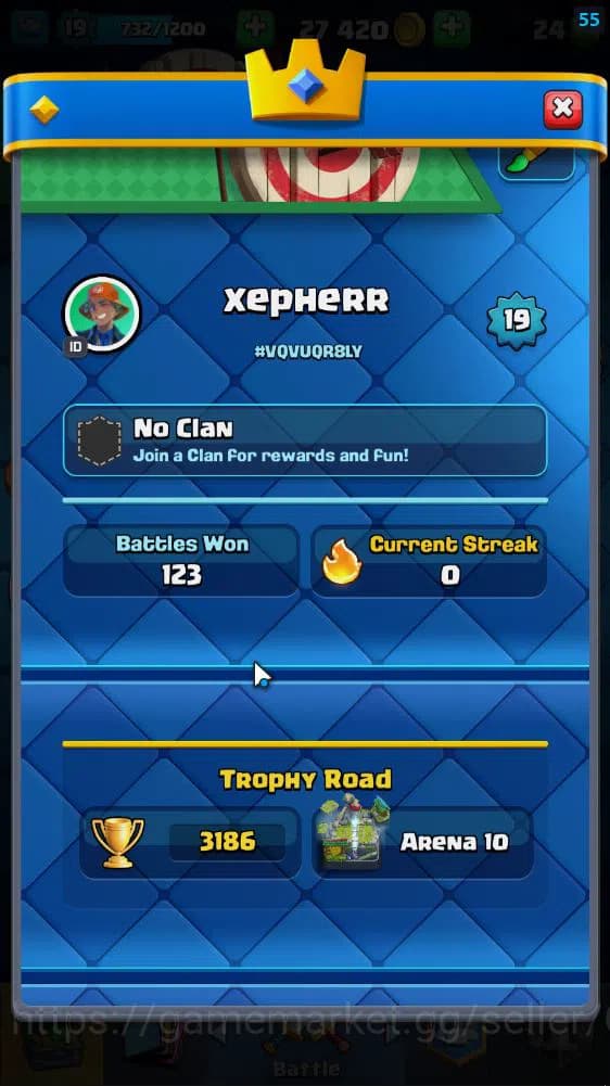 Clash Royale Accounts Lv 19|Trophy 3186|KTL 8|Limited Skin|Card 55| 2 EV image 2