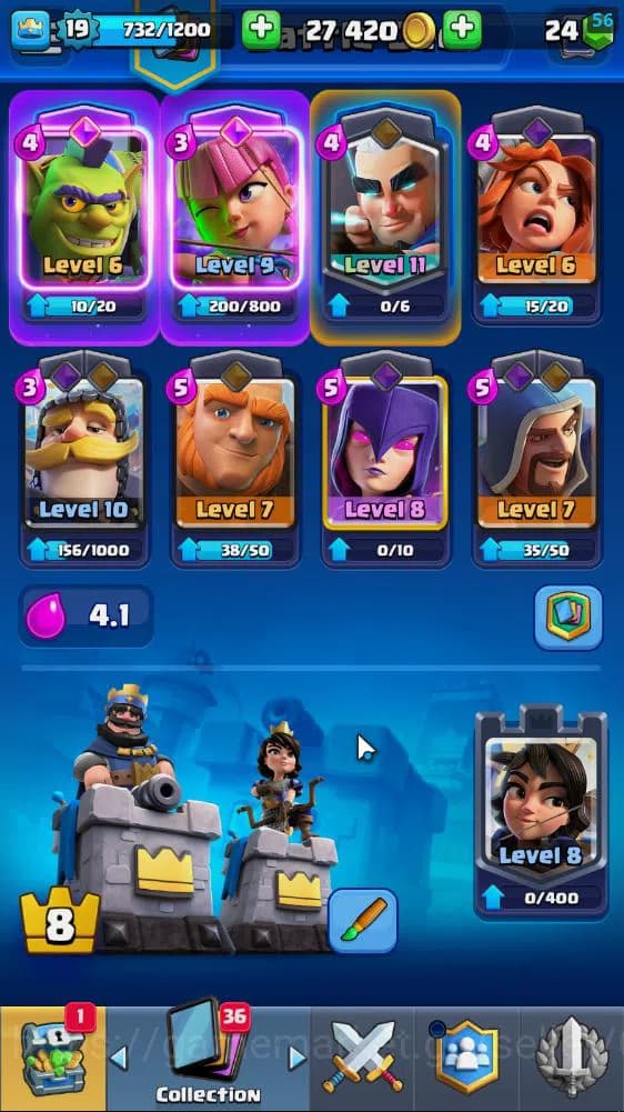 Clash Royale Accounts Lv 19|Trophy 3186|KTL 8|Limited Skin|Card 55| 2 EV image 3
