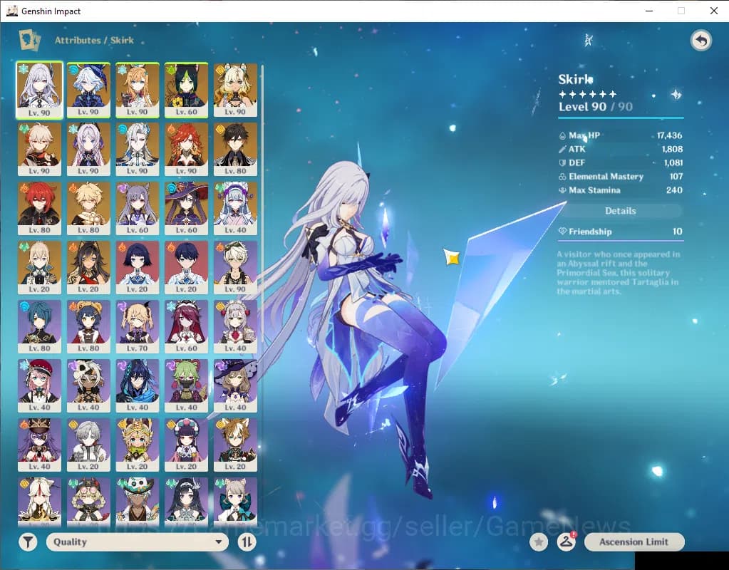 Genshin Impact Accounts ASIA|AR 58|PrimeTeam Skirk|9Limited+7(*5Wep)|(Mavu image 3