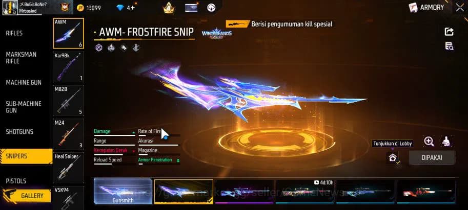 Free Fire Accounts Indonesia|M1887 Sterling Conqueror Lv7|AK47 Blue F image 11