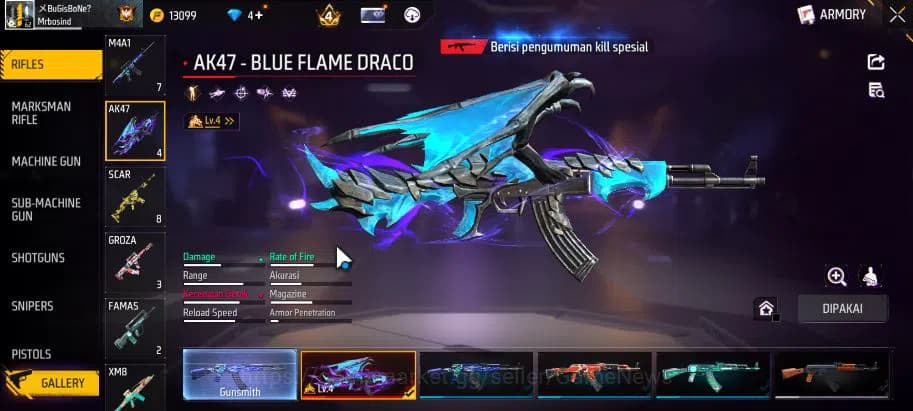 Free Fire Accounts Indonesia|M1887 Sterling Conqueror Lv7|AK47 Blue F image 12