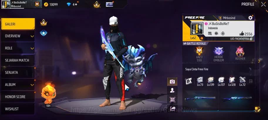 Free Fire Accounts Indonesia|M1887 Sterling Conqueror Lv7|AK47 Blue F image 15