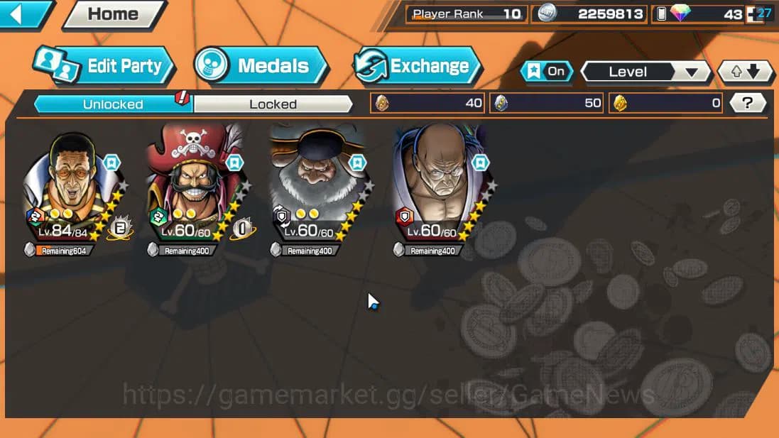 One Piece Bounty Rush Accounts Global| 4 EX| T5E St.Ethanbaron V.Nusjuro,T5E St.J image 4