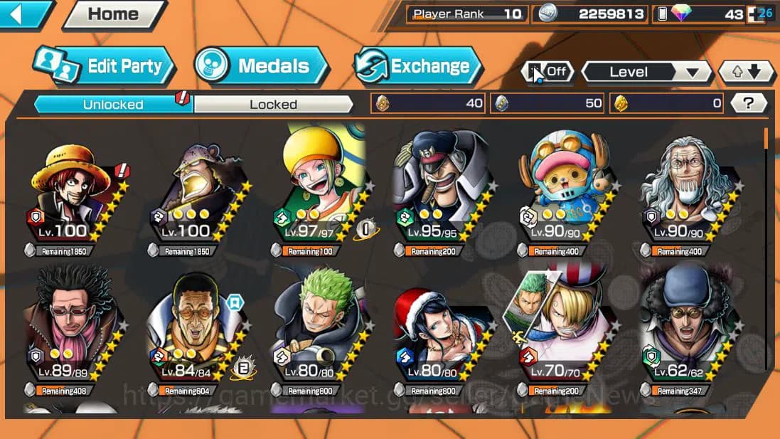 One Piece Bounty Rush Accounts Global| 4 EX| T5E St.Ethanbaron V.Nusjuro,T5E St.J image 5
