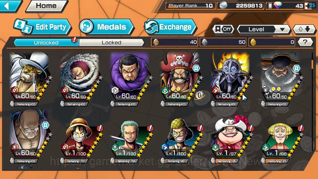 One Piece Bounty Rush Accounts Global| 4 EX| T5E St.Ethanbaron V.Nusjuro,T5E St.J image 6