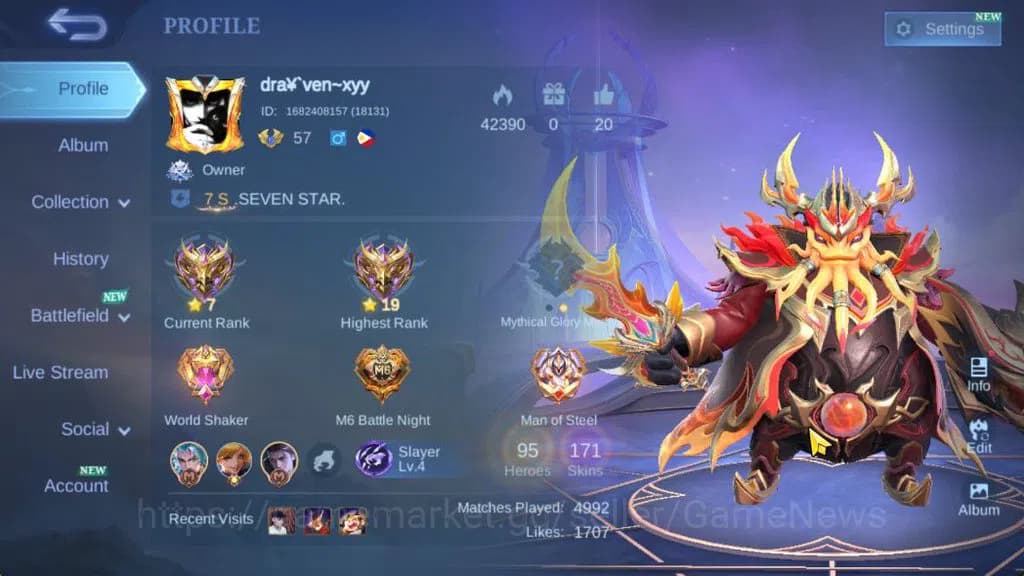 Mobile Legends: Bang Bang Accounts Hero 95|Skin 171|Natalia Collector,Claude M6,Julia image 1