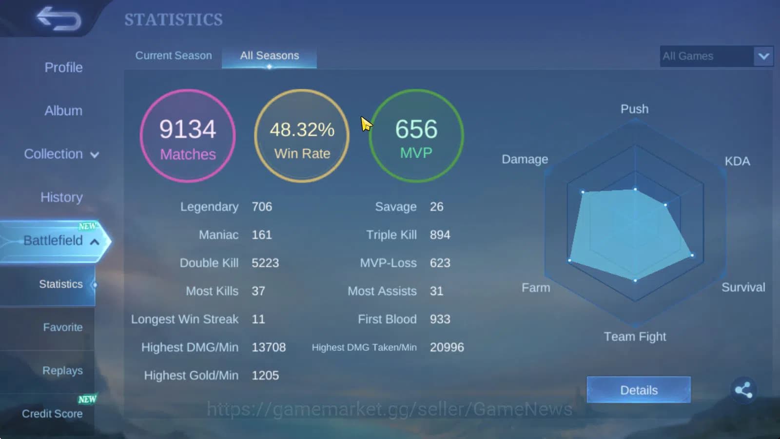 Mobile Legends: Bang Bang Accounts Hero 132|Skin 227|KOF Karina,CC Natalia,Gaara Vale image 18