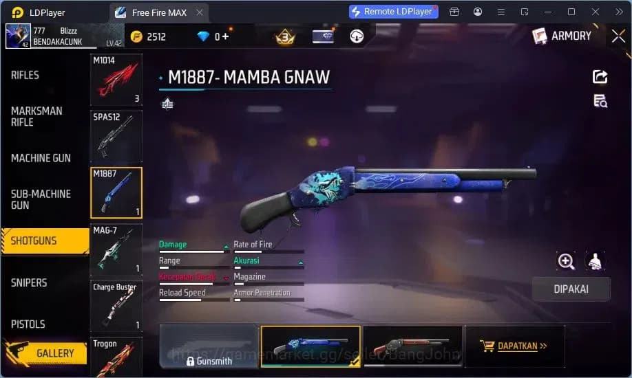 Free Fire Accounts Indonesia | Vault 73 | Gun M1014 Scorpio Shatter L image 4