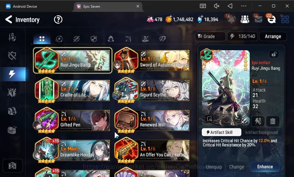 Epic Seven Accounts GLOBAL UNVERIF|New Era|4 ML(TE Kayron, ALaika, RRo image 8