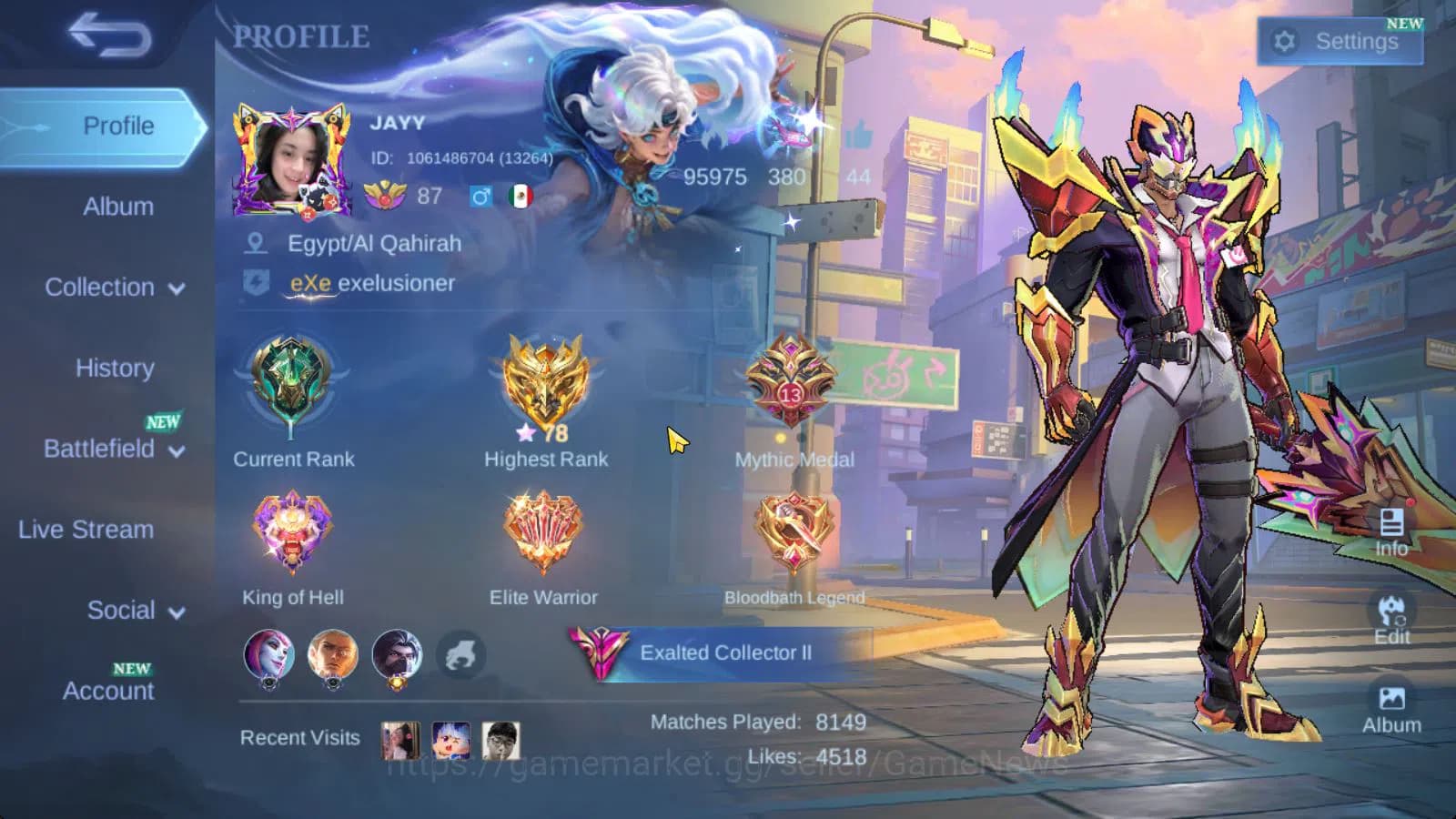 Mobile Legends: Bang Bang Accounts Hero 130|Skin 344|Legend Franco,JJK Xavier,HXH Jul image 2
