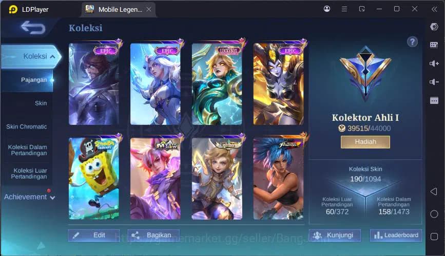 Mobile Legends: Bang Bang Accounts Global|Hero 115|Skin 190|Kof Karina,Lucky Eudora,L image 20
