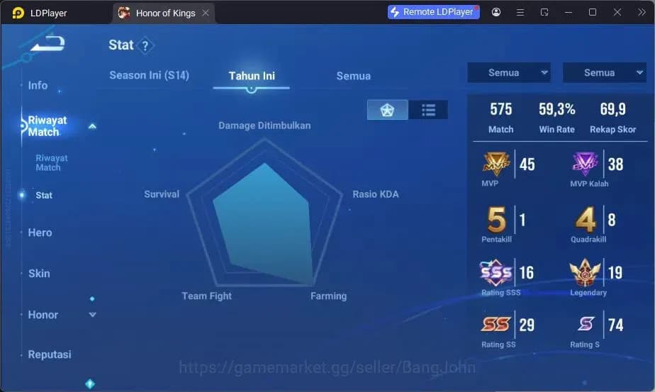 Honor of Kings Accounts GLOBAL|112HR|189SK|LNY2024 DaQiao|KIC Jing|LSM Arl image 3