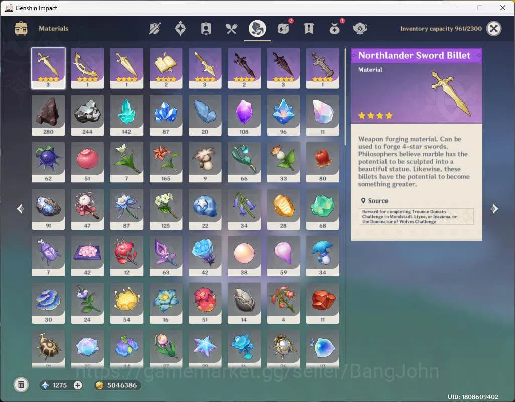 Genshin Impact Accounts ASIA|AR 57|Reuni ON|Primo 1.2K+Int wist 111|8 limi image 12