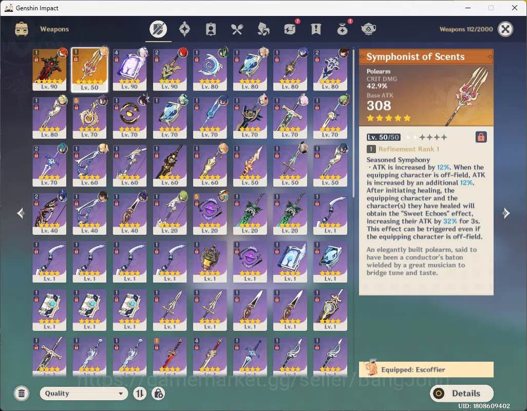 Genshin Impact Accounts ASIA|AR 57|Reuni ON|Primo 1.2K+Int wist 111|8 limi image 16