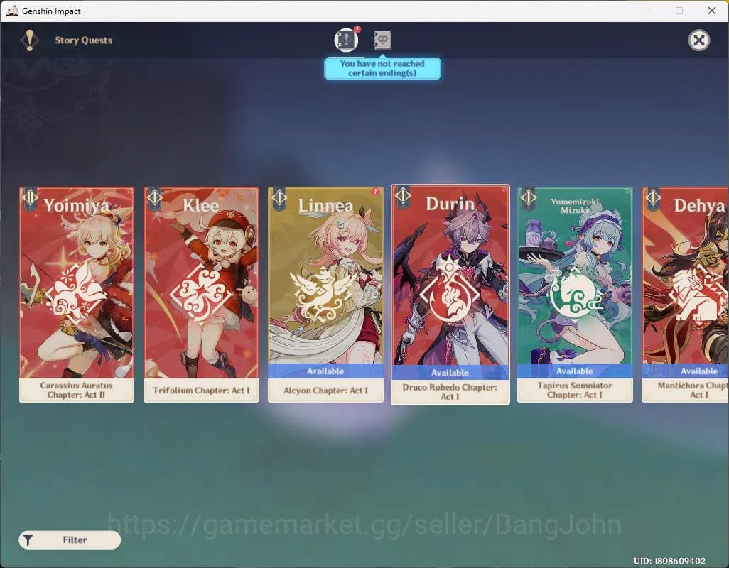 Genshin Impact Accounts ASIA|AR 57|Reuni ON|Primo 1.2K+Int wist 111|8 limi image 5