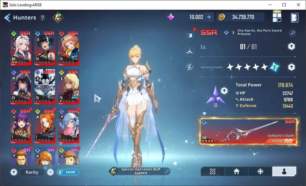 Solo Leveling: ARISE Accounts 585K Power|18SSR| Water Cha Hae-InA7+SignA4, Alici image 5