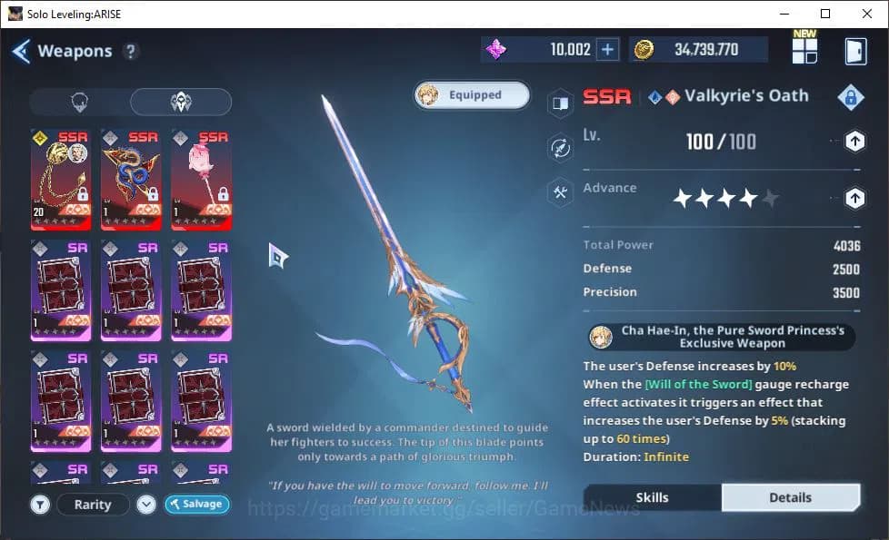 Solo Leveling: ARISE Accounts 585K Power|18SSR| Water Cha Hae-InA7+SignA4, Alici image 9