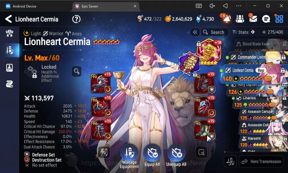 Epic Seven Accounts GBL Verif|13ML(BArunka,LOTScales,DB Senya,Etc)+PFB image 2