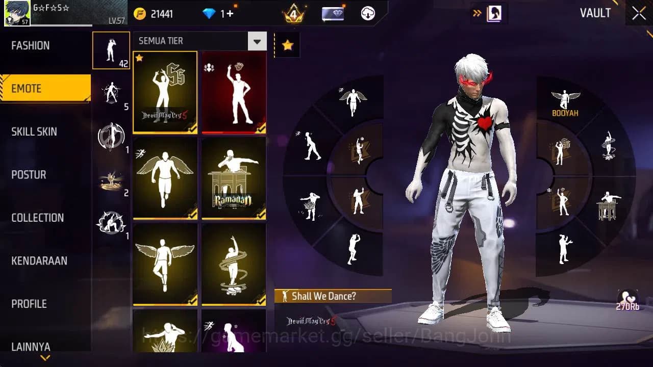 Free Fire Accounts Indonesia, Vault 188, EVO xm8 lv 4, bundle sasuke, image 13