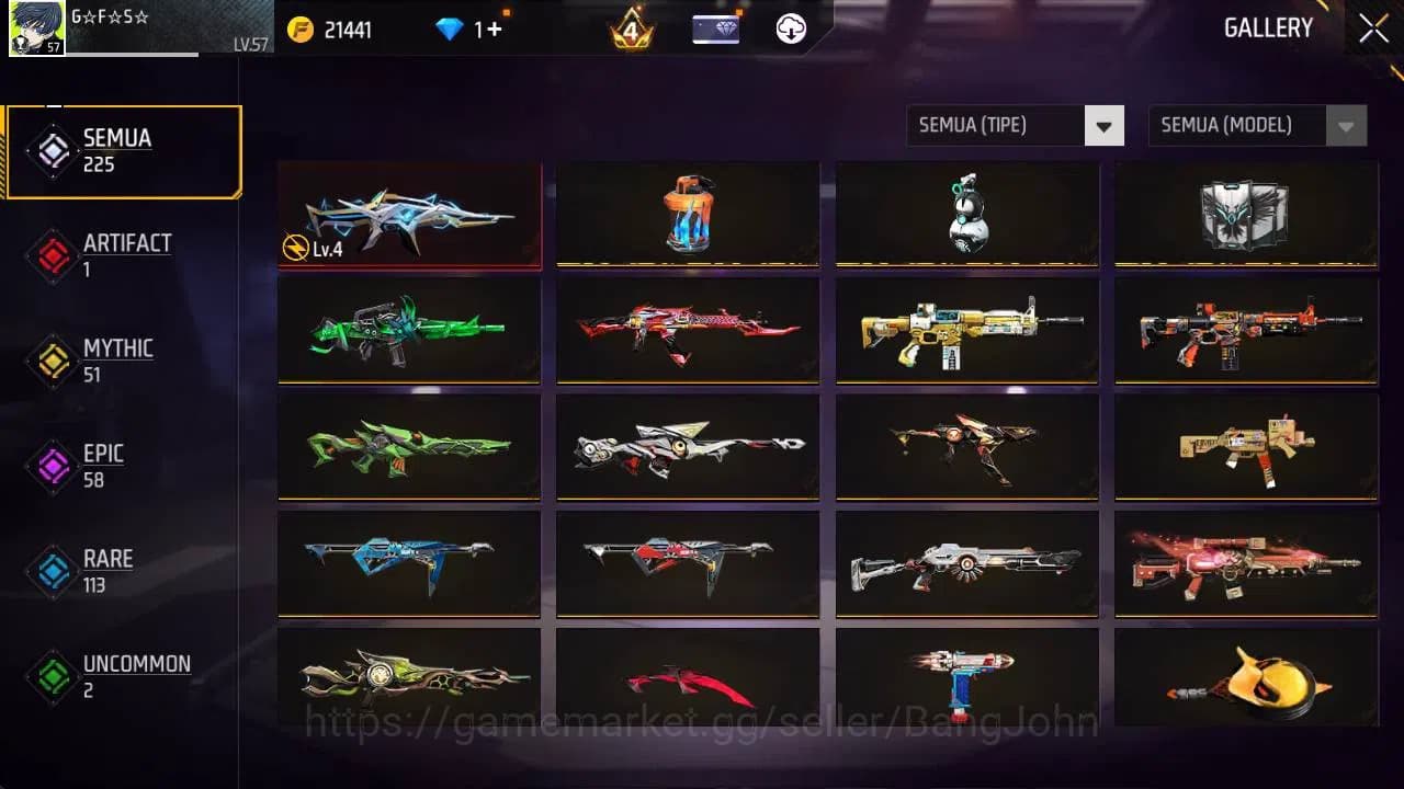Free Fire Accounts Indonesia, Vault 188, EVO xm8 lv 4, bundle sasuke, image 3