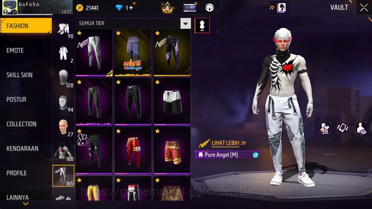 Free Fire Accounts Indonesia, Vault 188, EVO xm8 lv 4, bundle sasuke, image 9