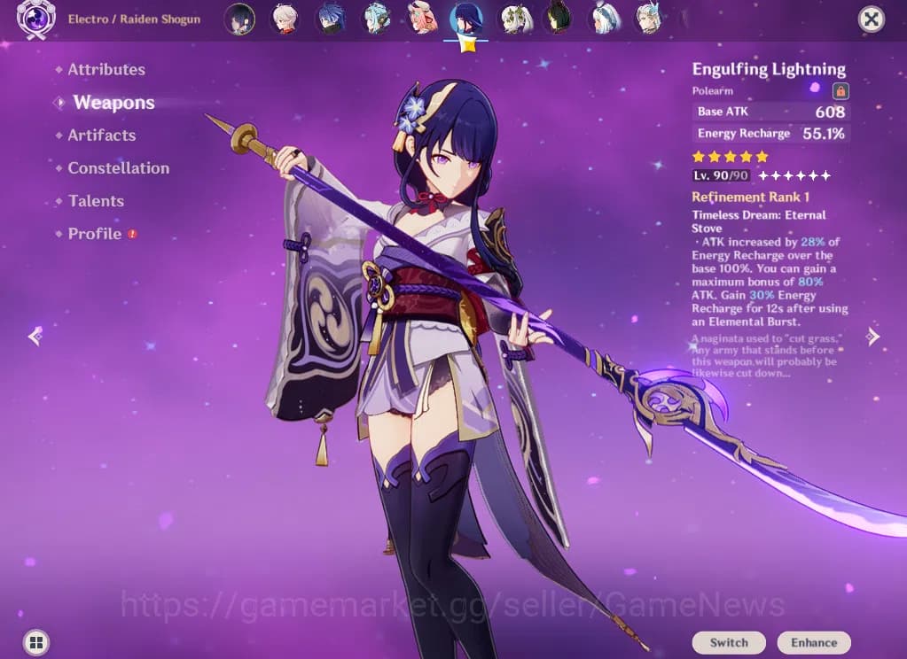 Genshin Impact Accounts ASIA|AR 59|11 Limited+11(*5Weapon)|(Flint,RaidenC2 image 6
