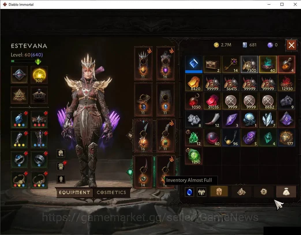 Diablo Immortal Accounts SEA=Verathiel|CS ON|Lv60(640)|Tempest|CR 39k|Reso image 8
