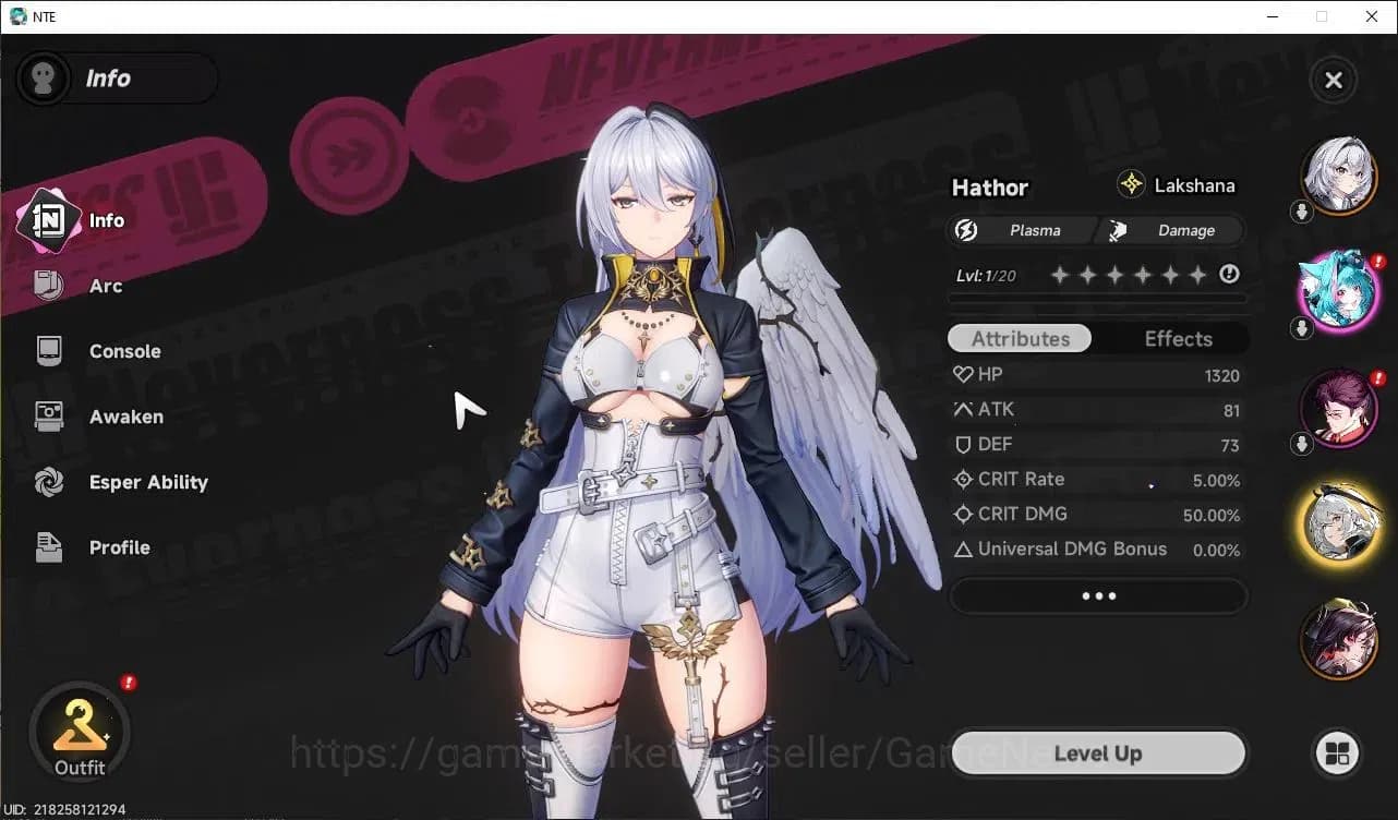 Neverness to Everness Accounts Global NA |HL 3| 2 SSR Hotori, Hathor + Selector O image 2