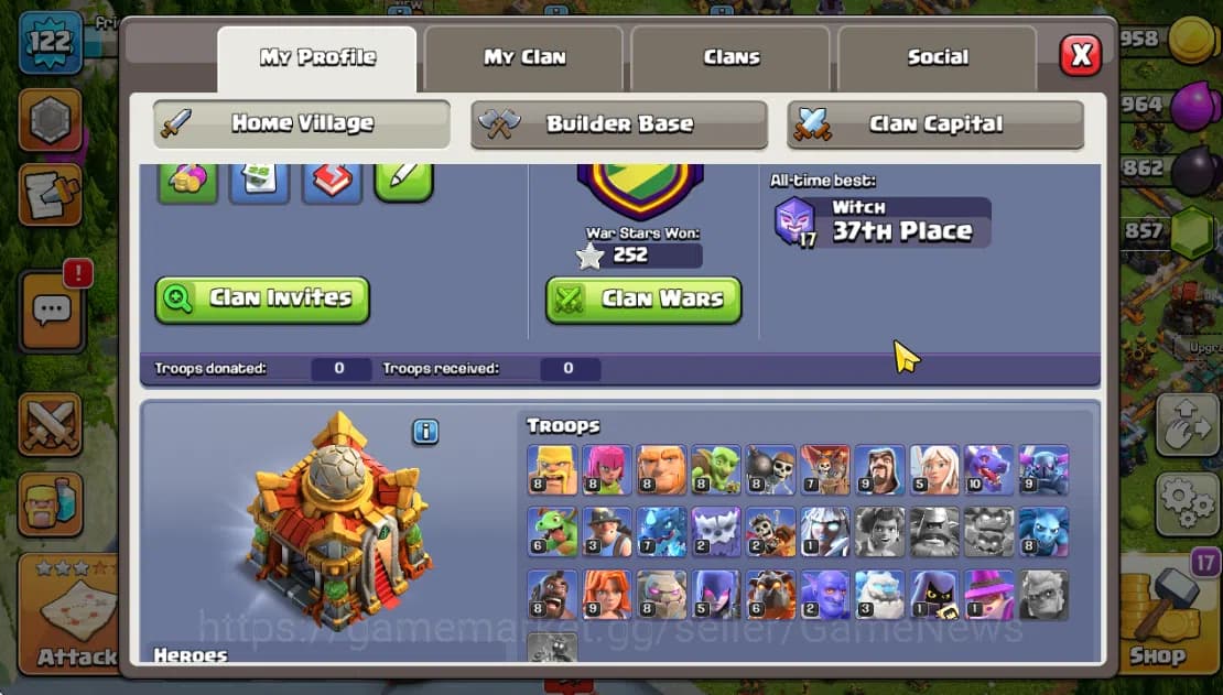 Clash of Clans Accounts TH 16-BH 9|LV 122|HH 9|BK 21,AQ 33,GW 9,MP 14,RC 6 image 2