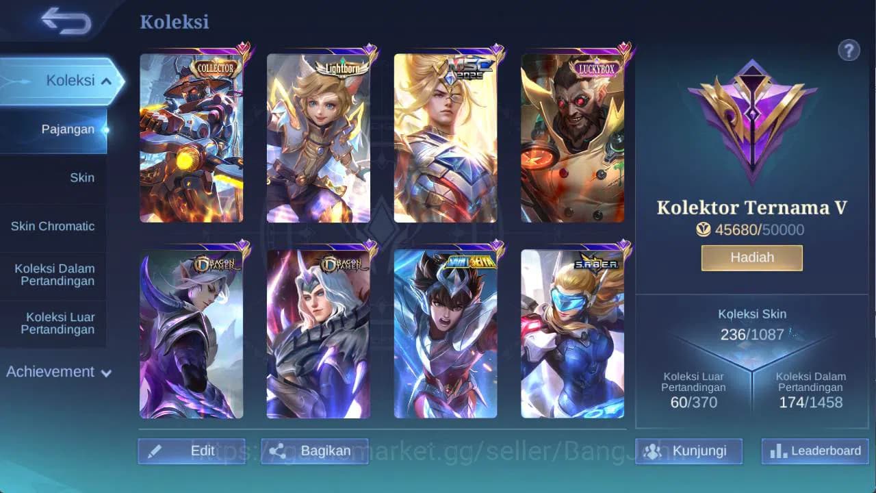 Mobile Legends: Bang Bang Accounts hero 131 skin 230+ cc yss, LB roger, saber freya, image 2