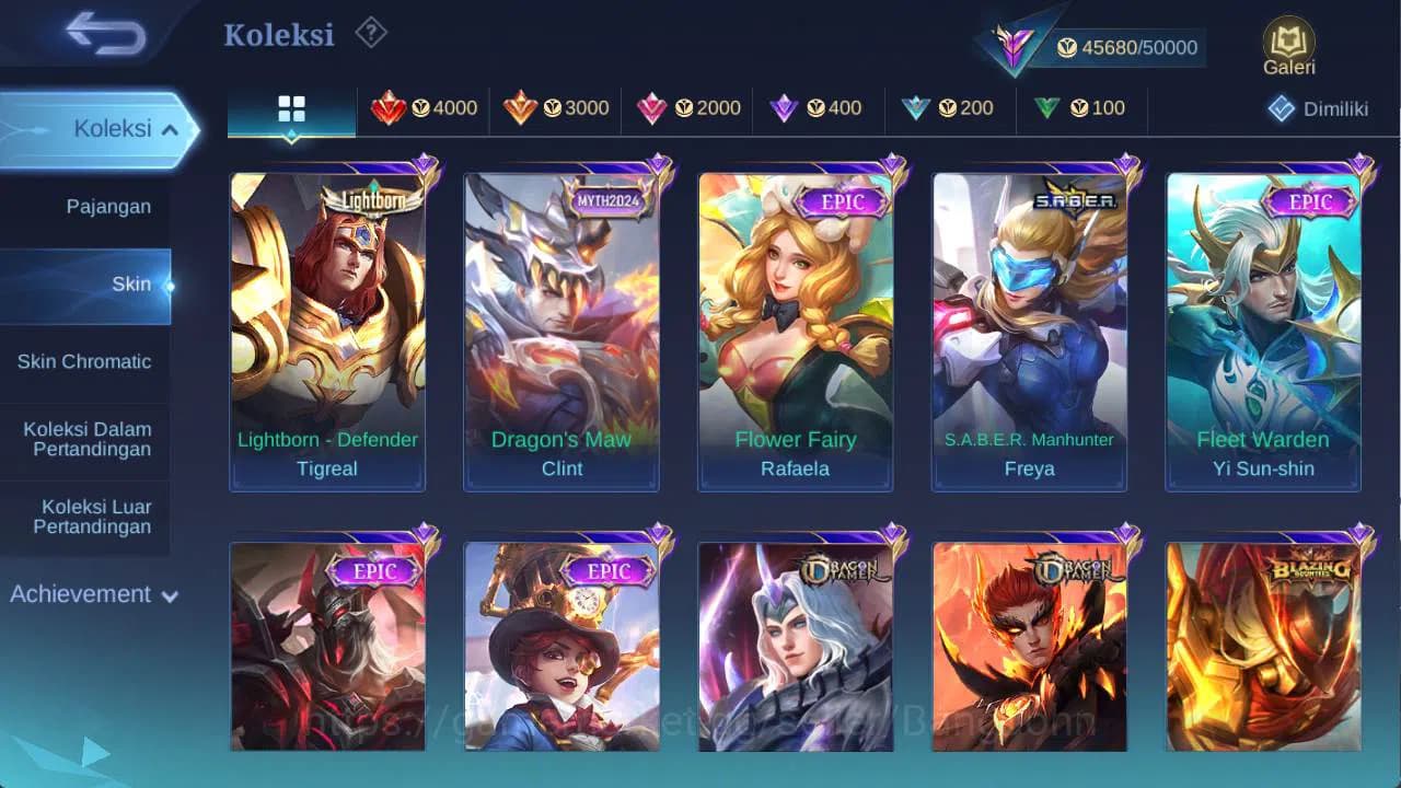 Mobile Legends: Bang Bang Accounts hero 131 skin 230+ cc yss, LB roger, saber freya, image 5