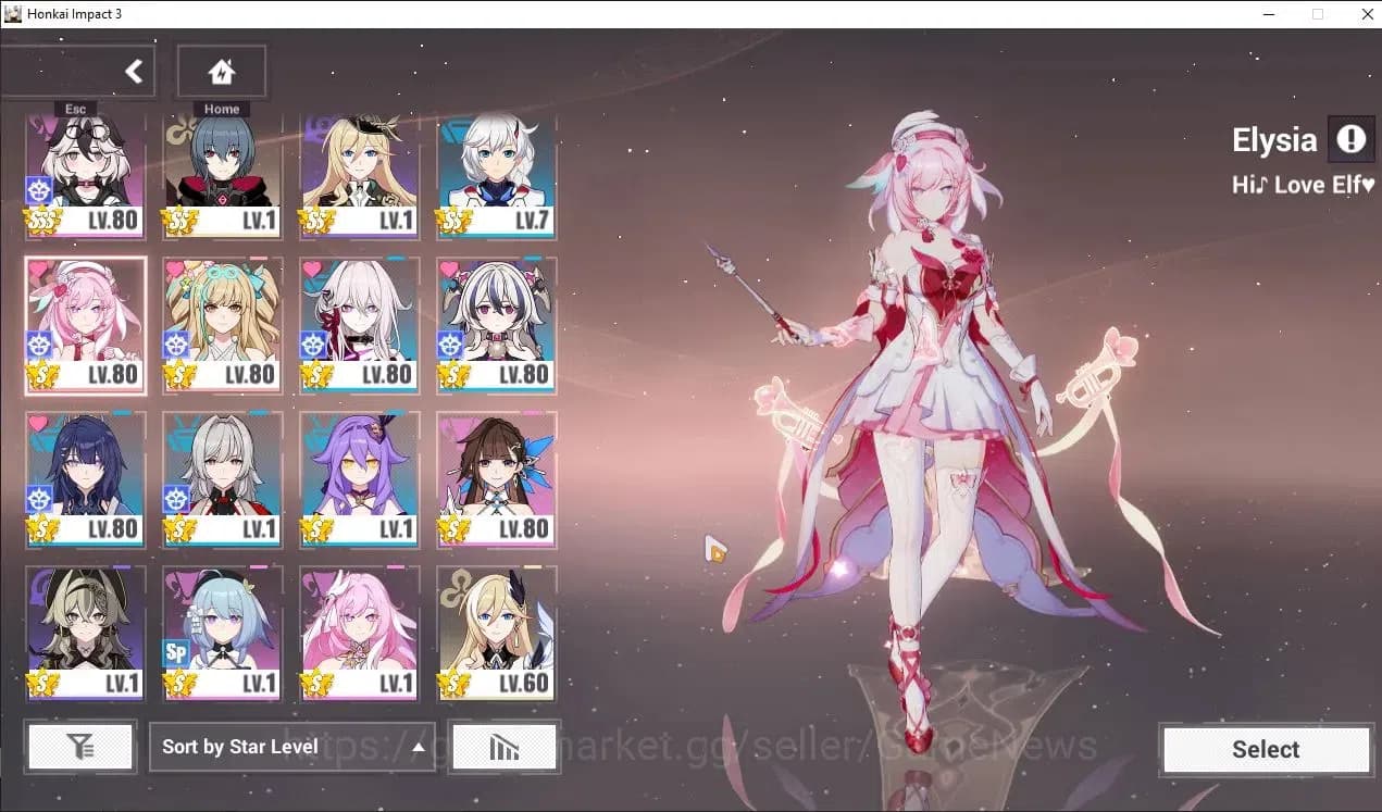 Honkai Impact 3rd Accounts SEA Lv80| 5 Fullset Part 2 (Elysia HLE, Songque+Co image 1