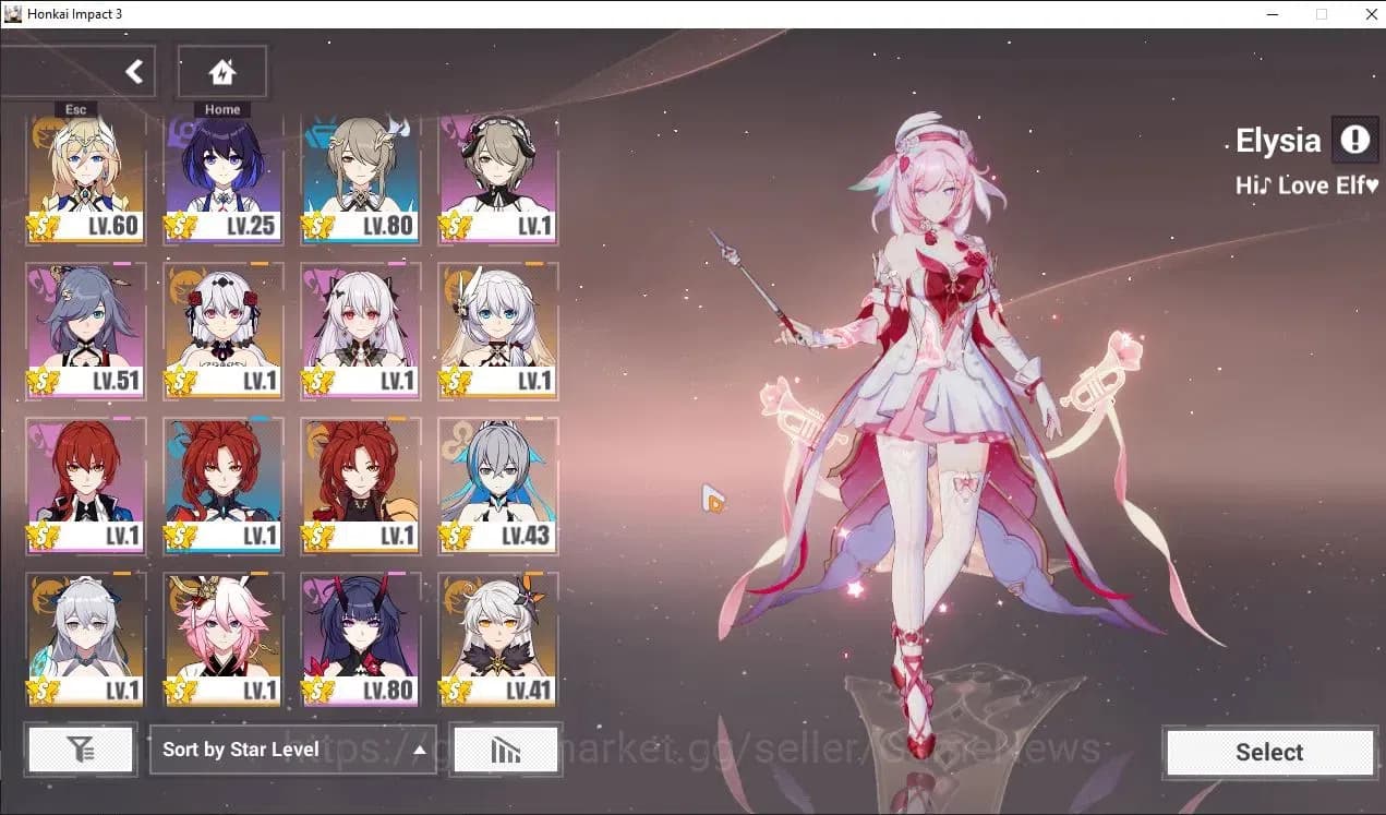 Honkai Impact 3rd Accounts SEA Lv80| 5 Fullset Part 2 (Elysia HLE, Songque+Co image 2
