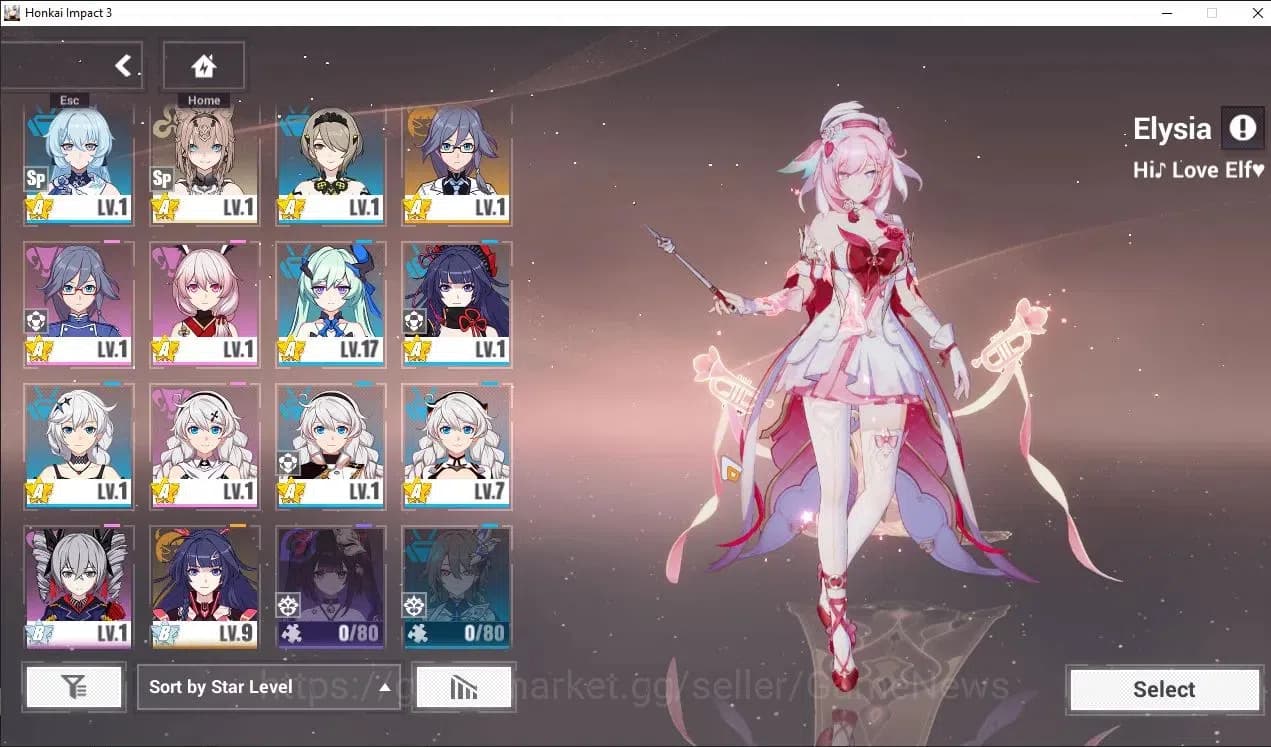 Honkai Impact 3rd Accounts SEA Lv80| 5 Fullset Part 2 (Elysia HLE, Songque+Co image 3