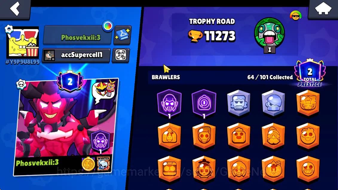 Brawl Stars Accounts Lv15|11273 Trophy|64 Brawler 9 Max Lv|1 Hypch [Dev image 2