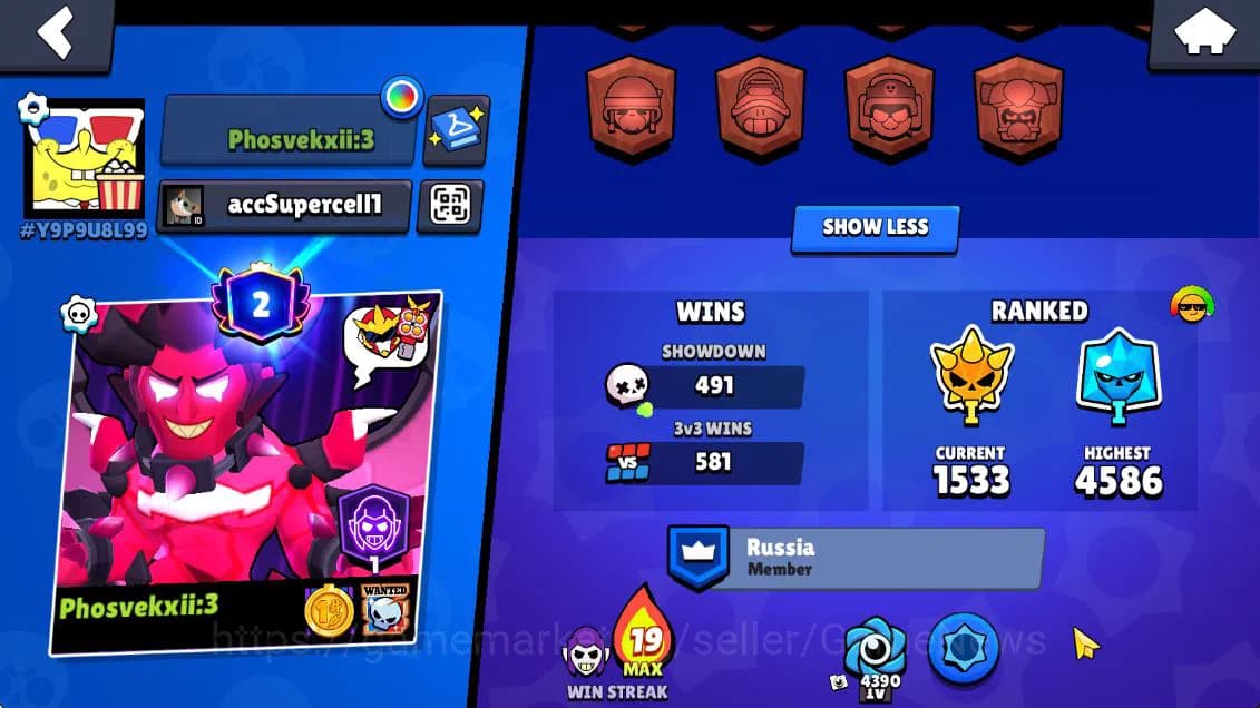 Brawl Stars Accounts Lv15|11273 Trophy|64 Brawler 9 Max Lv|1 Hypch [Dev image 3